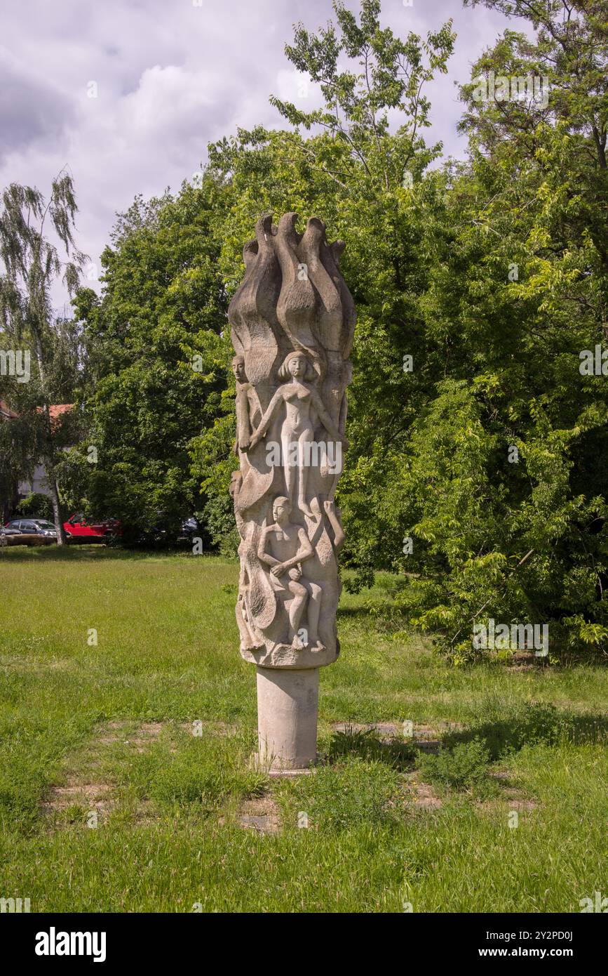 Sculpture Flamme (Flame) by Jürgen von Woyski near entrance of the Neuen Garten in Potsdam, Brandenburg; liberation of people by flame of revolution Stock Photo