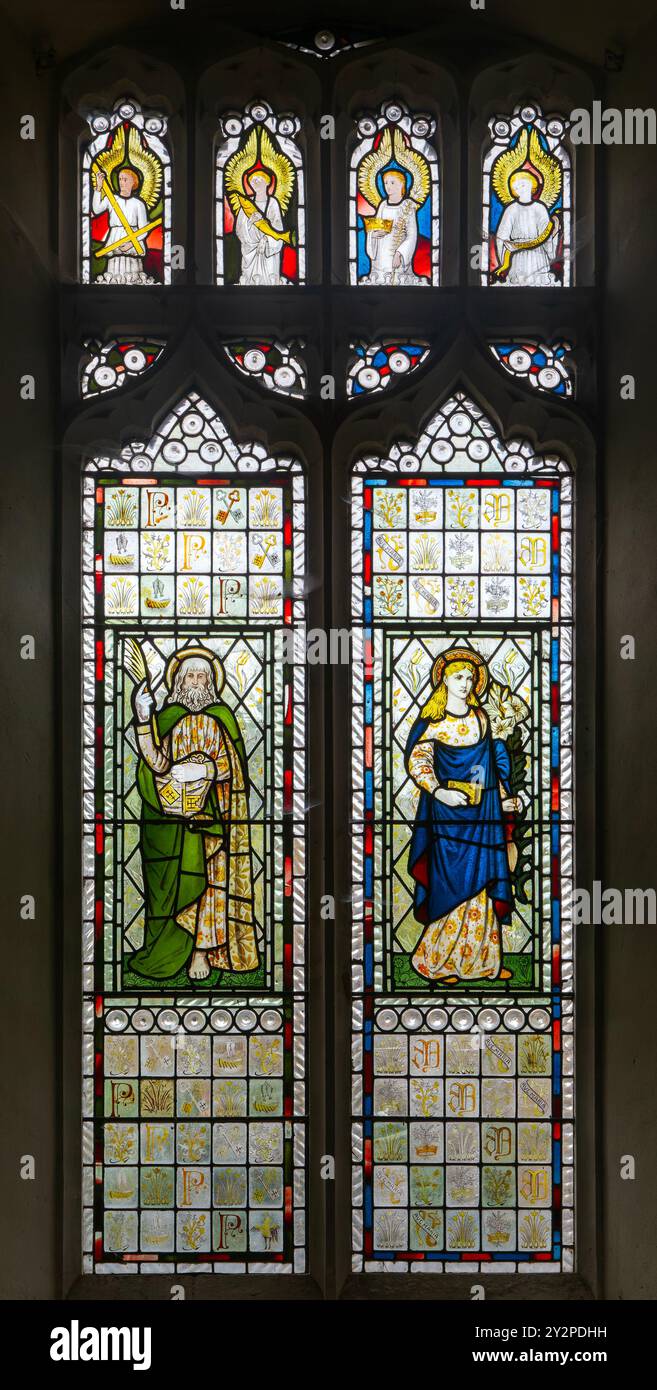 1875 Window Stained glass window of Saint John ( by William Morris) and Saint Mary ...