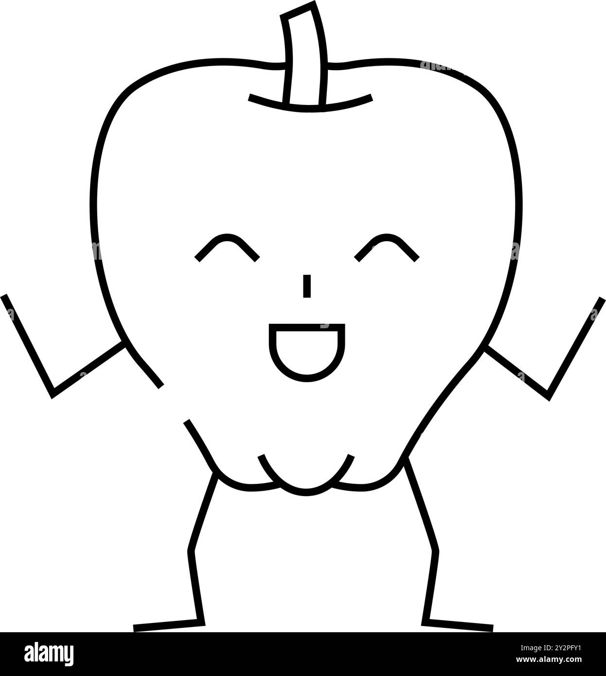 apple fruit character line icon vector illustration Stock Vector Image ...