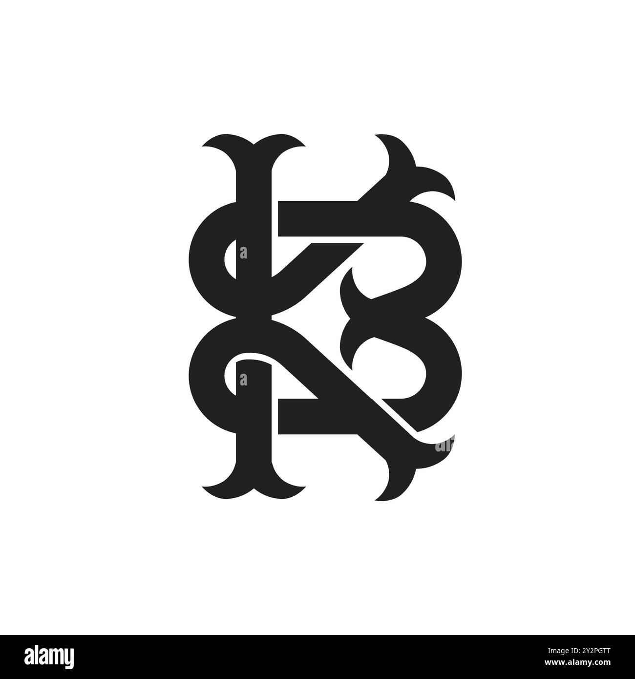 Vintage Interlocking Monogram initial letter KB or BK vector illustration Stock Vector