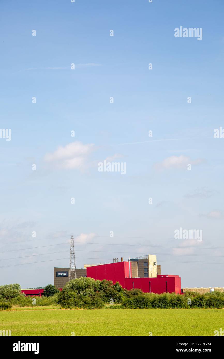 The Nestle  Nescafe coffee producing factory plant in the Staffordshire village of Tutbury in Hatton Stock Photo