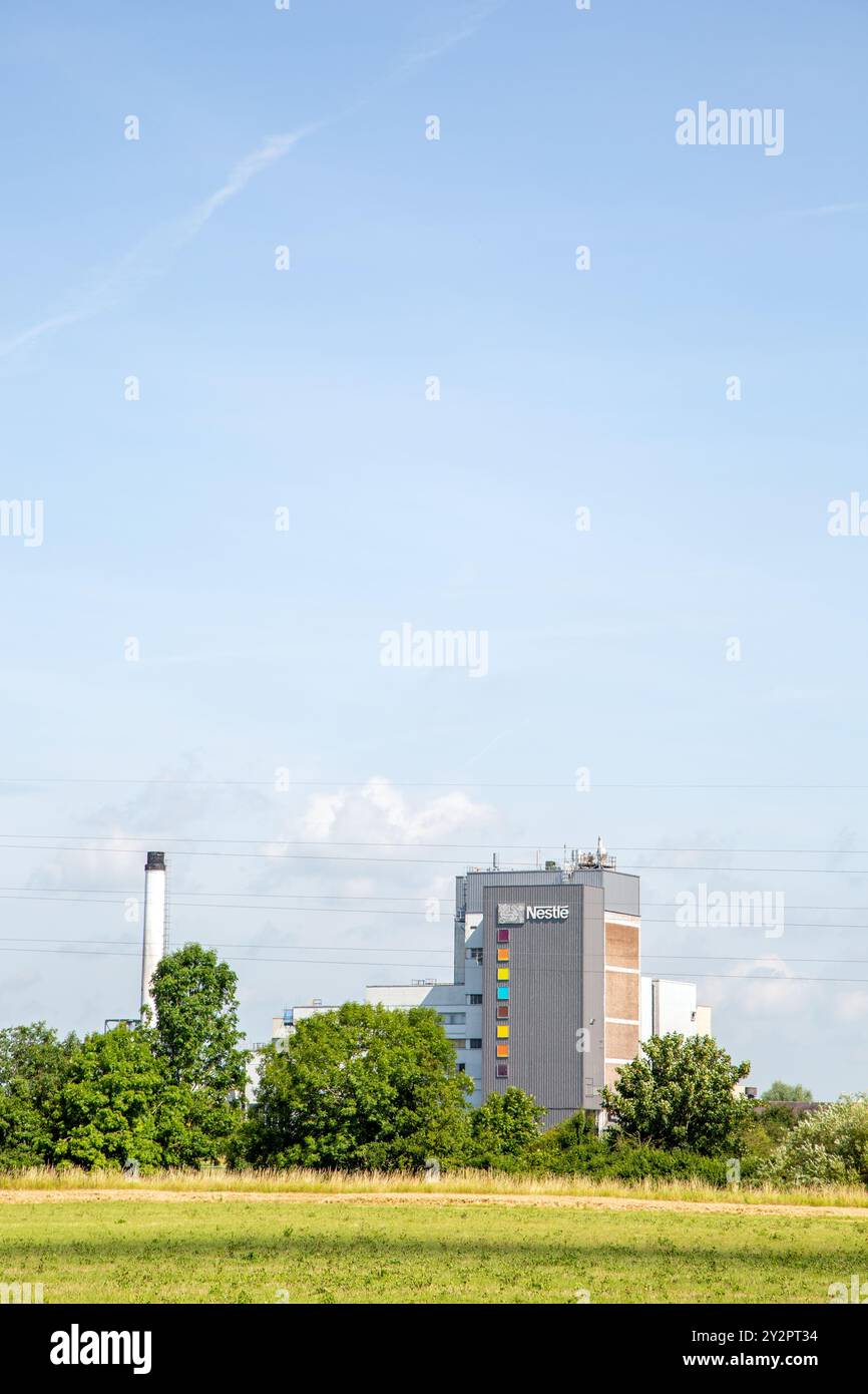 The Nestle  Nescafe coffee producing factory plant in the Staffordshire village of Tutbury in Hatton Stock Photo
