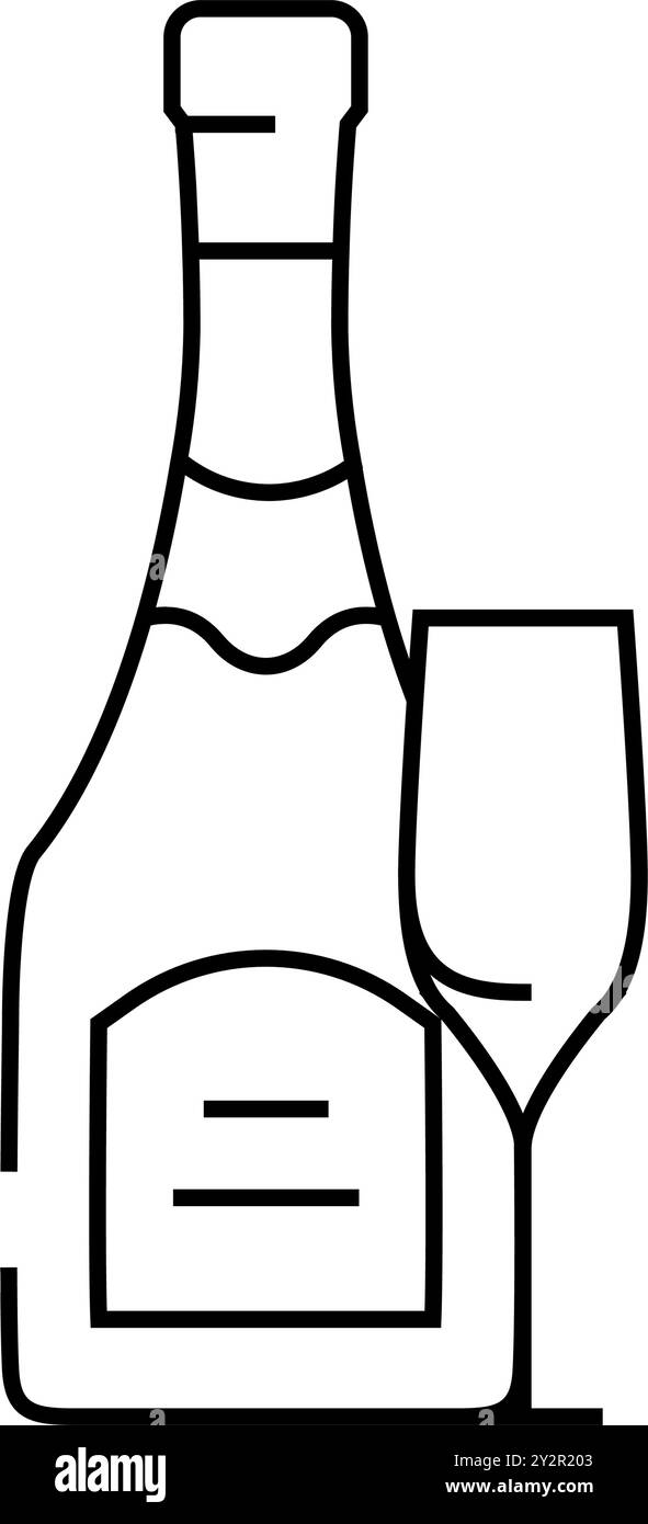 champagne drink bottle line icon vector illustration Stock Vector Image ...