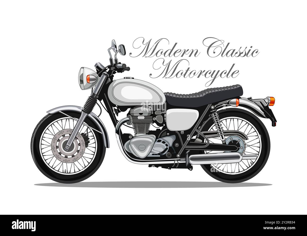 Modern classic motorcycle illustration. Isolated object on white background for design element. Stock Photo