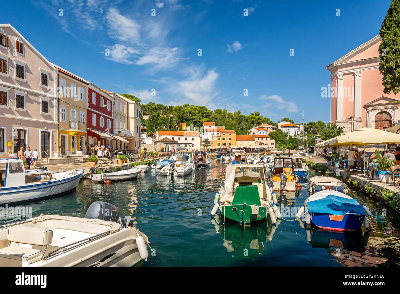 Beautiful colourful harbour of Veli Losinj at the Adriatic Sea in Croatia Stock Photo