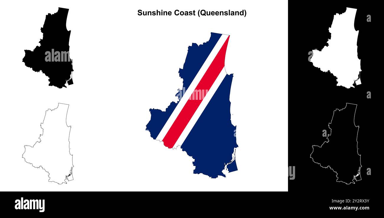 Sunshine Coast (Queensland) outline map set Stock Vector Image & Art ...