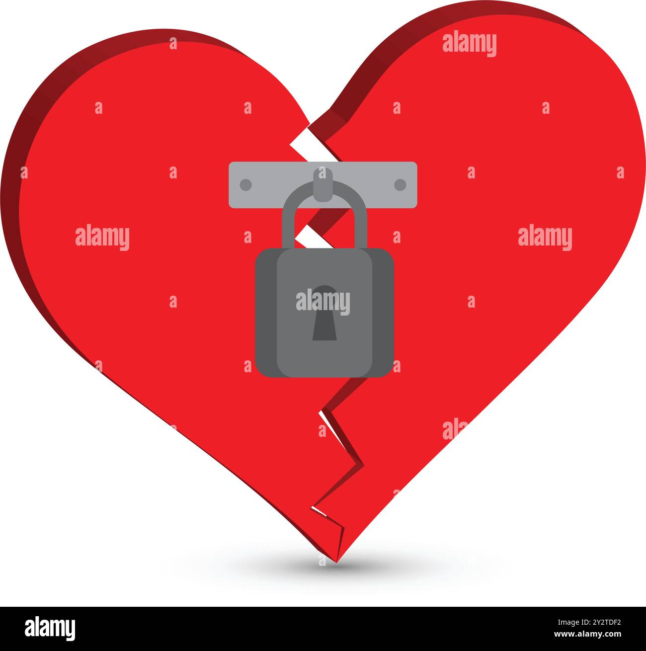 Red broken heart with padlock Stock Vector Image & Art - Alamy