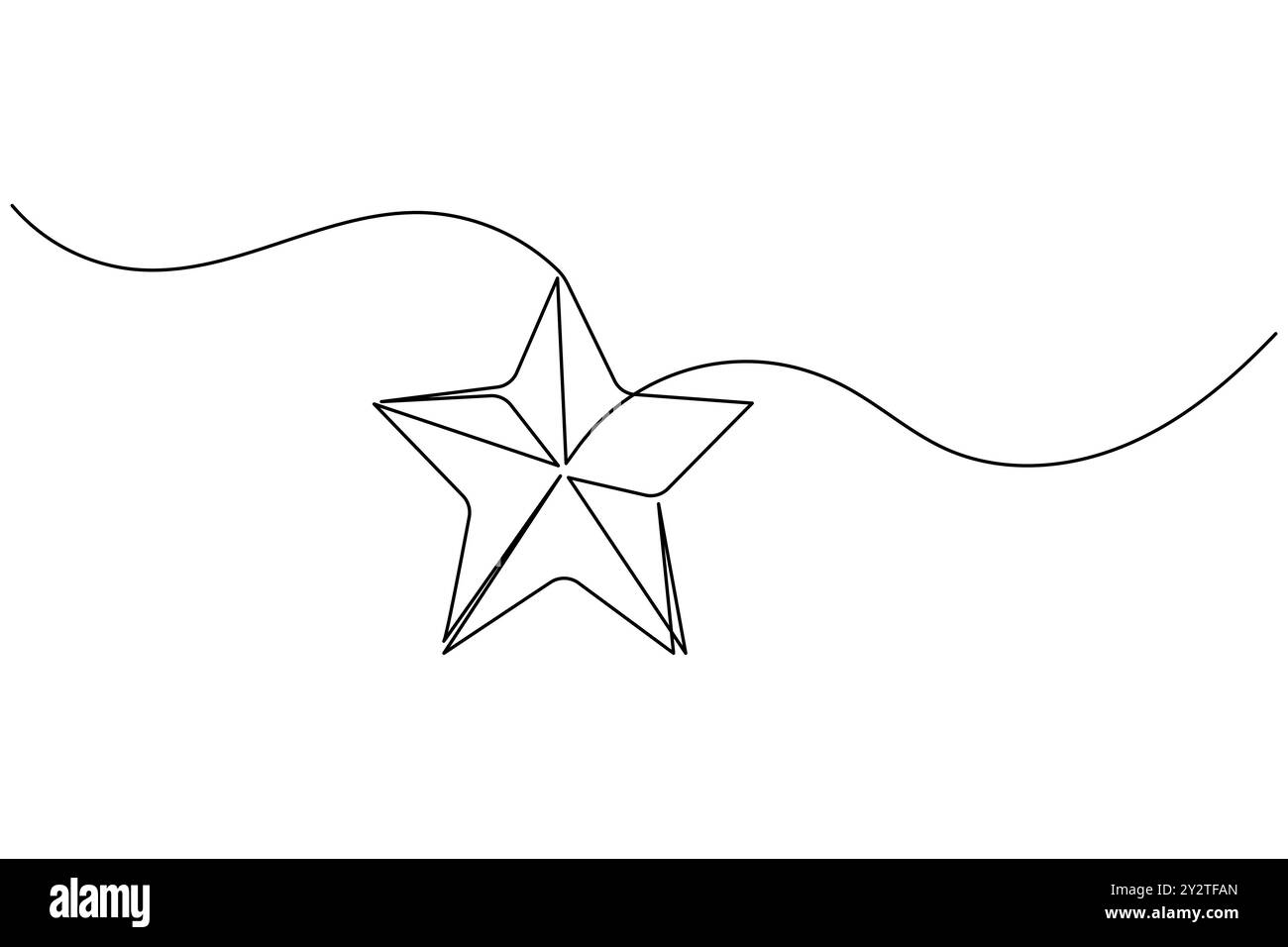 Christmas star continuous one line drawing of isolated outline art and ...