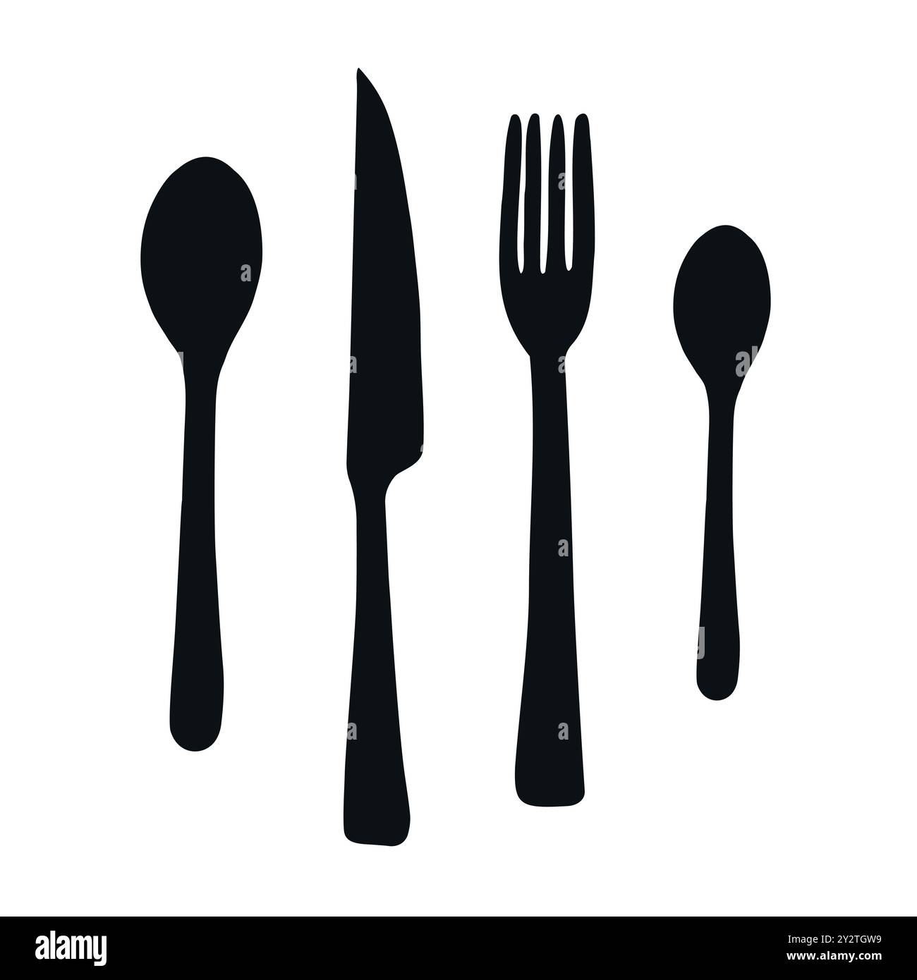 Vector hand drawn cutlery silhouette isolated on white background Stock ...