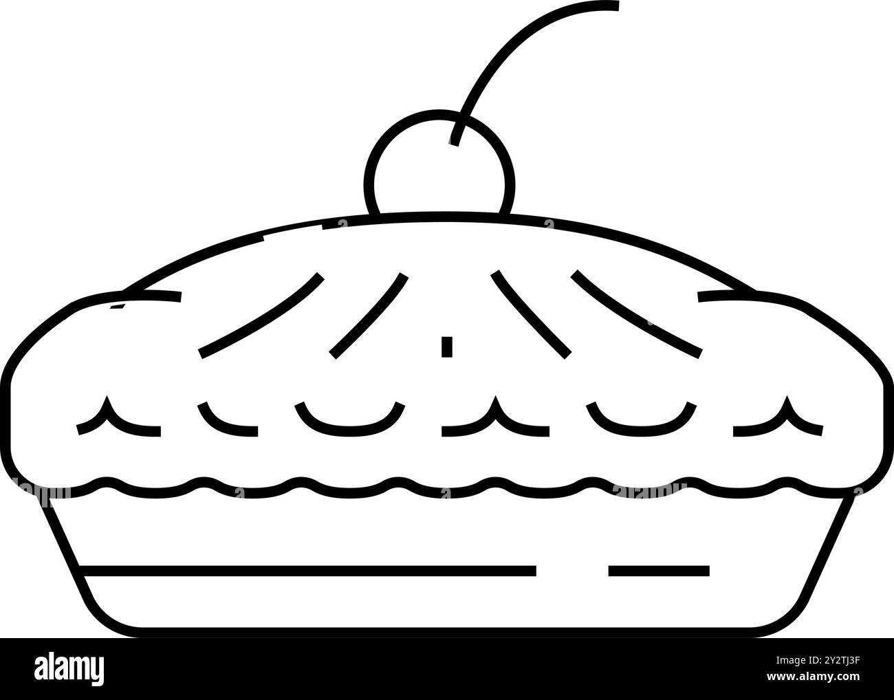 pie with cherry berry dessert line icon vector illustration Stock ...
