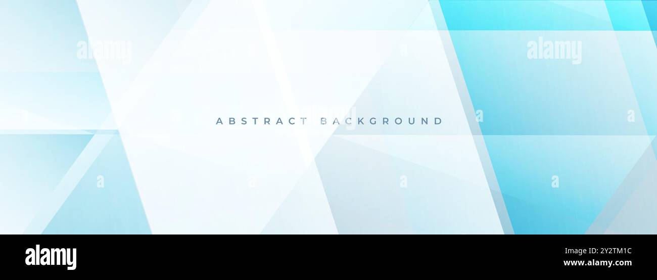 Light blue modern abstract wide banner background with geometric shapes ...