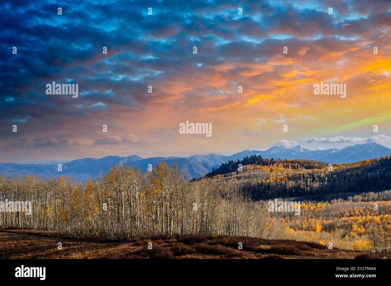Park City, Utah Autumn View of the Guardsman Pass with Aspens at Peak ...