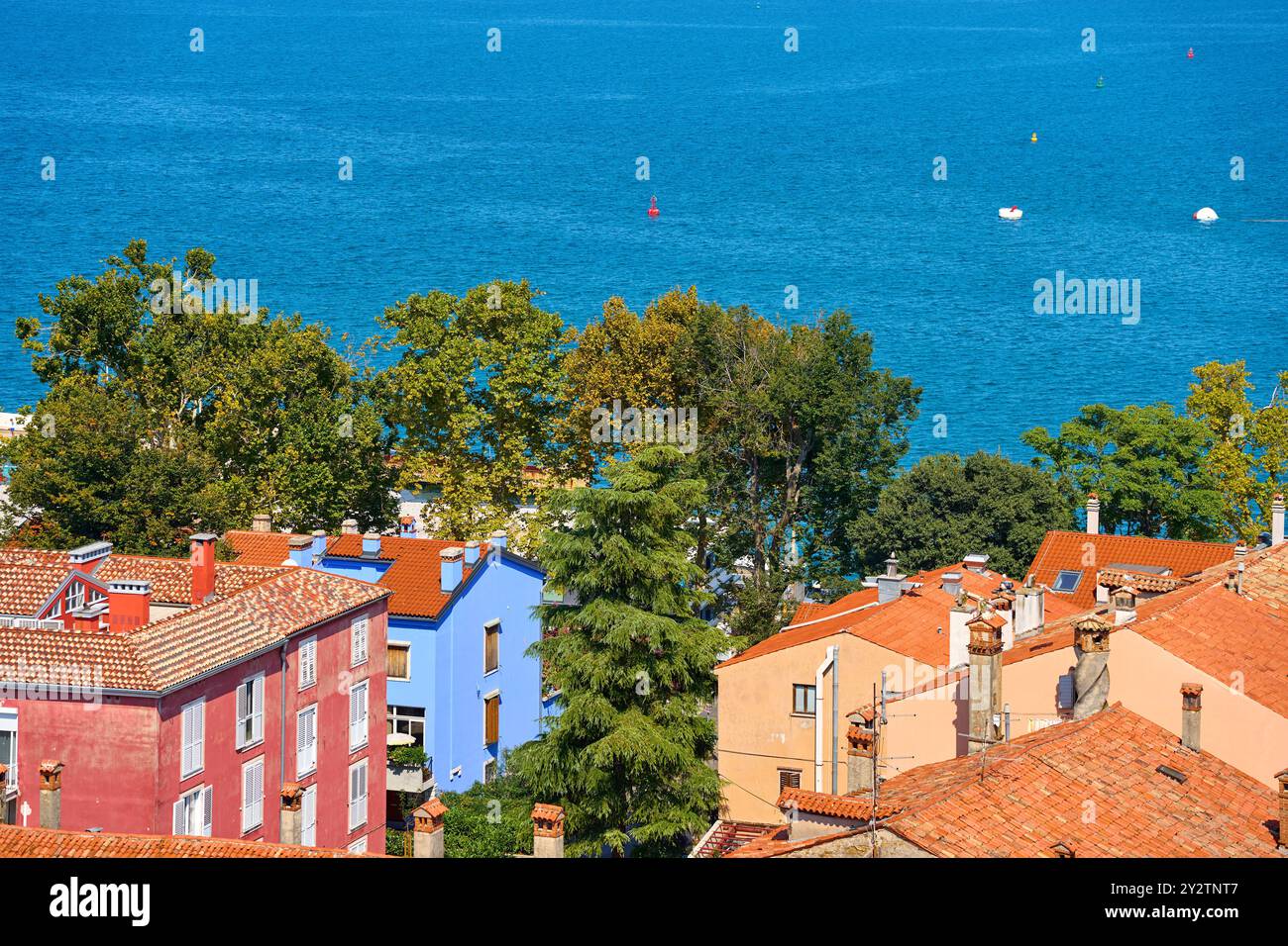 Koper, Slovenia - August 25, 2024: The red roofscape of Koper, Slovenia ...