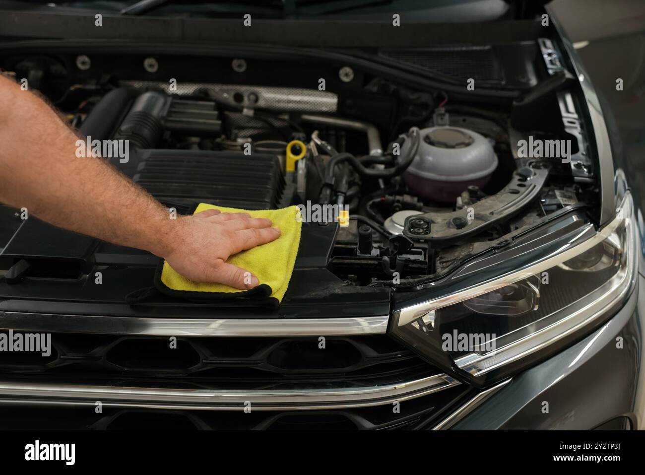 Car Engine Rag Man wiping auto engine hi-res stock photography and images - Alamy