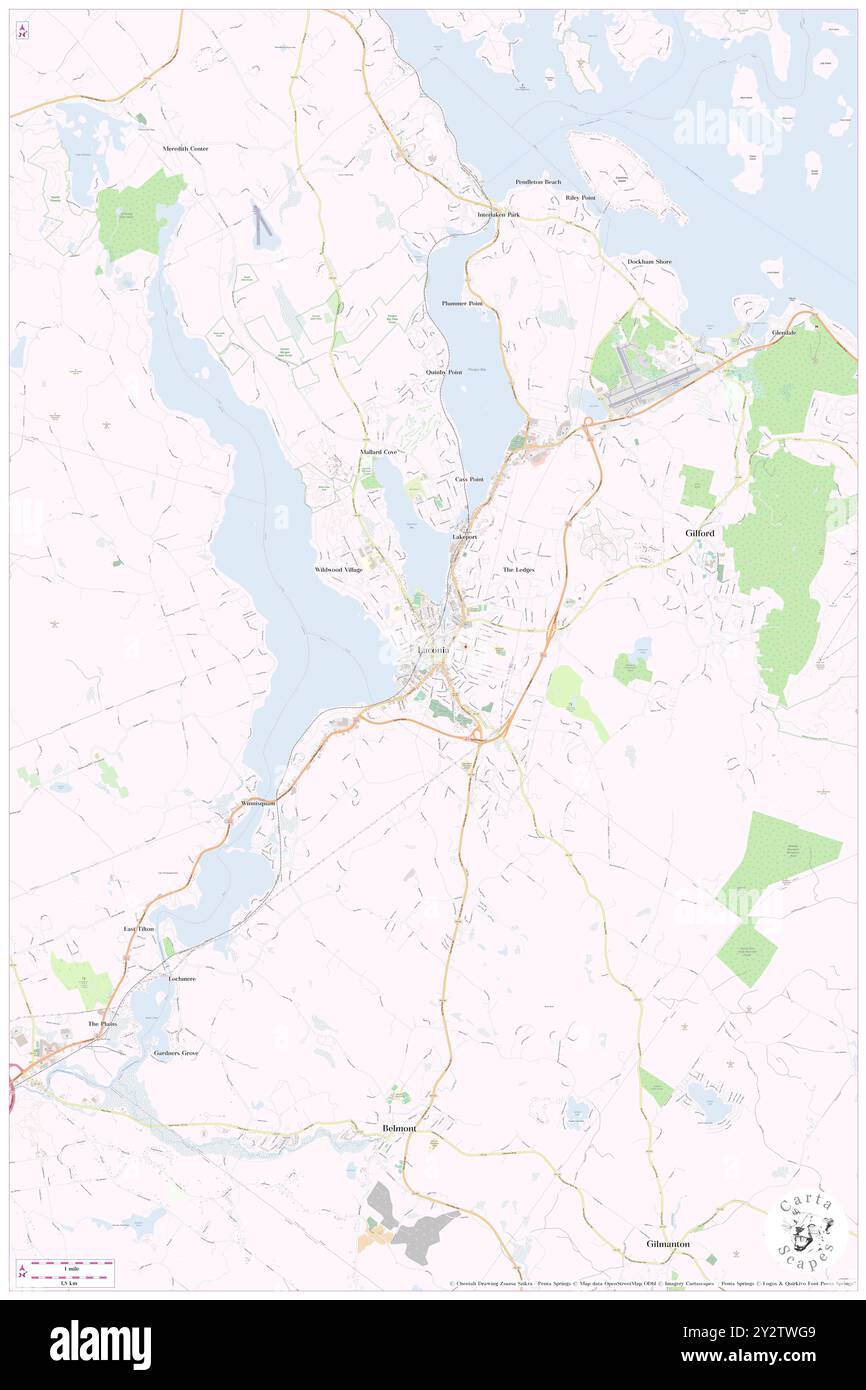 Laconia, Belknap County, US, United States, New Hampshire, N 43 31' 40'', S 71 28' 13'', map, Cartascapes Map published in 2024. Explore Cartascapes, a map revealing Earth's diverse landscapes, cultures, and ecosystems. Journey through time and space, discovering the interconnectedness of our planet's past, present, and future. Stock Photo