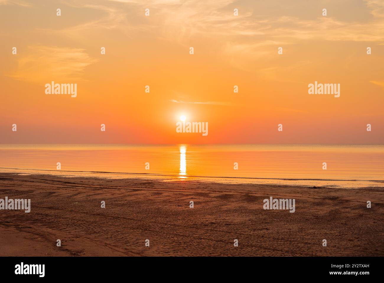 Sunset on baltic sea in September Stock Photo