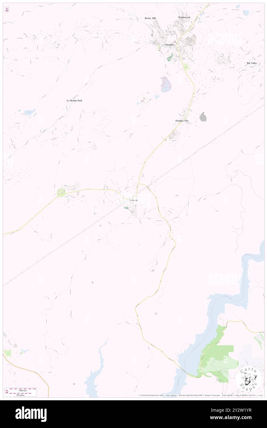 Vallecito, Calaveras County, US, United States, California, N 38 5' 24'', S 120 28' 24'', map, Cartascapes Map published in 2024. Explore Cartascapes, a map revealing Earth's diverse landscapes, cultures, and ecosystems. Journey through time and space, discovering the interconnectedness of our planet's past, present, and future. Stock Photo