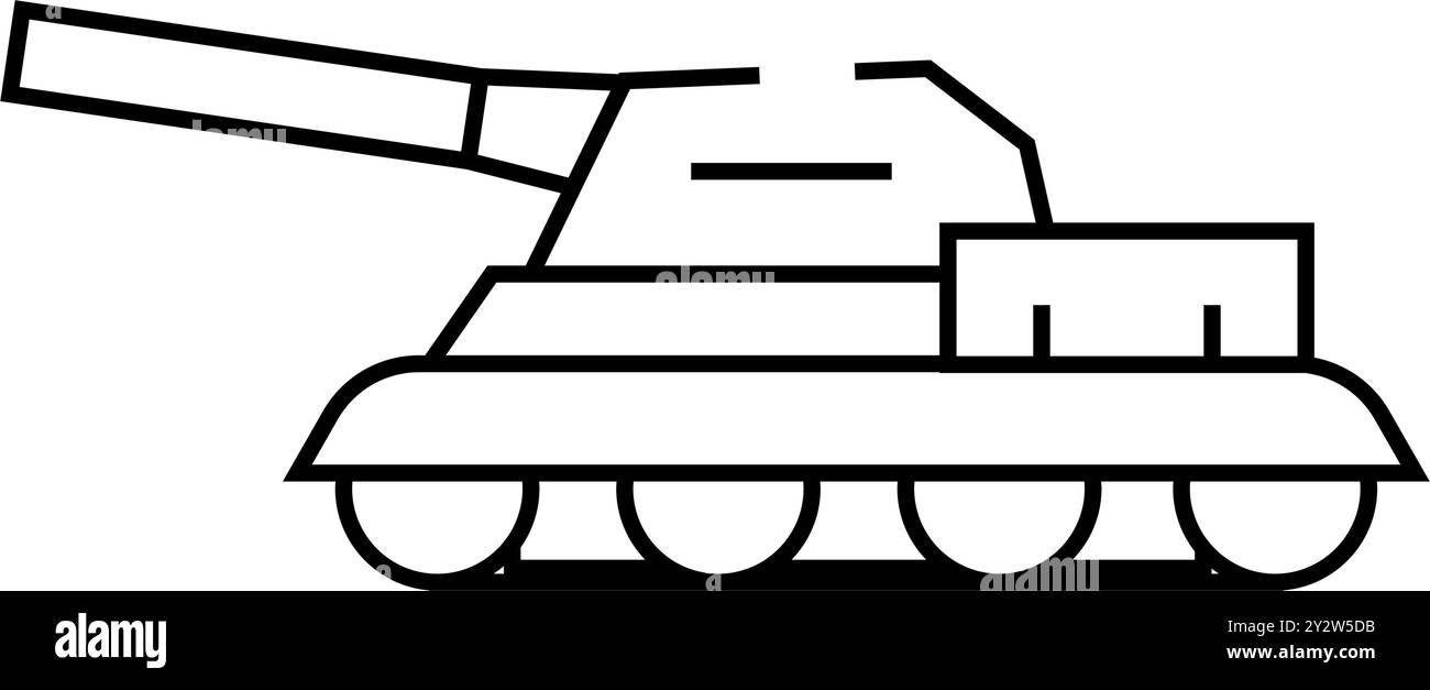 tank military line icon vector illustration Stock Vector Image & Art ...