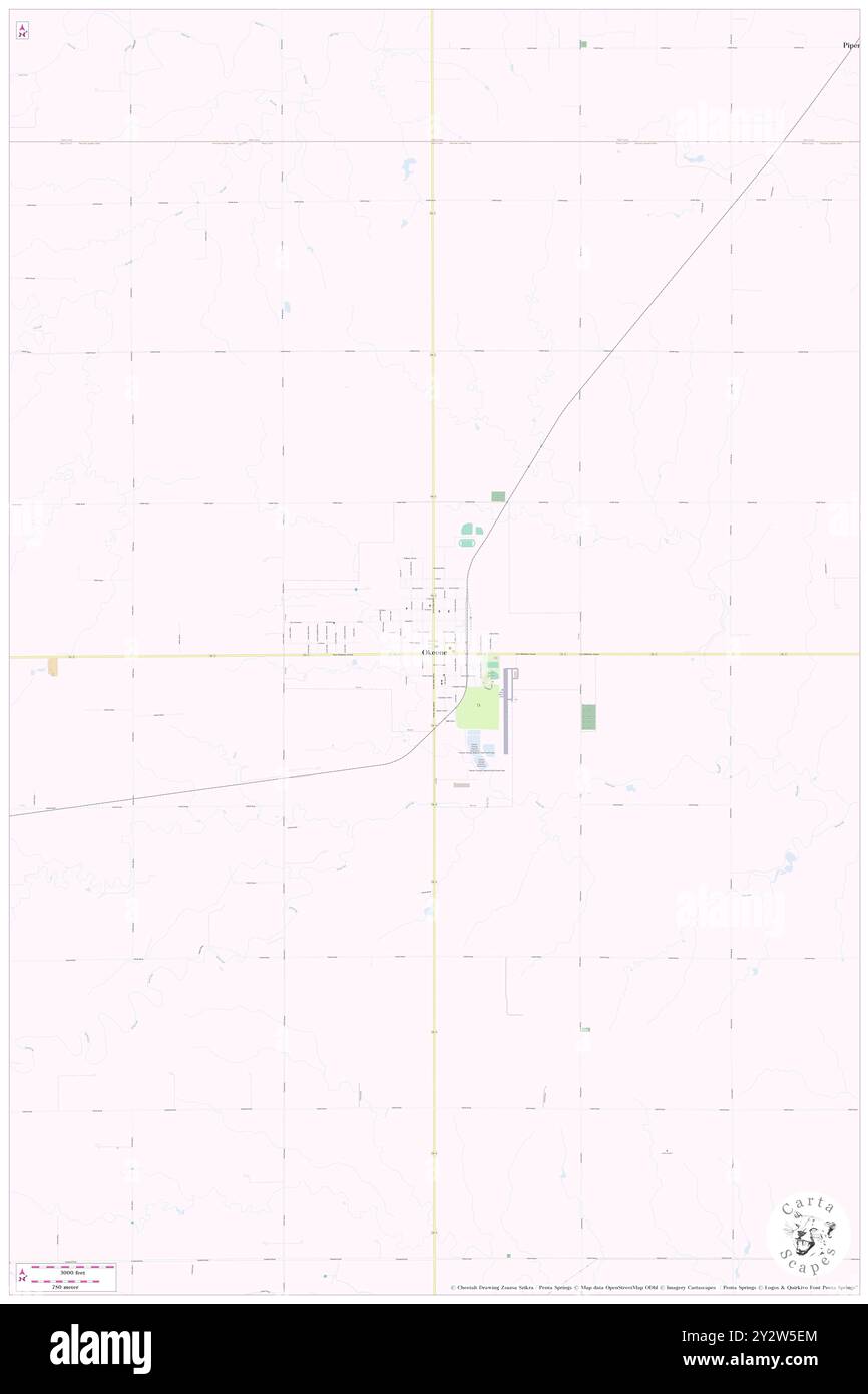 Okeene, Blaine County, US, United States, Oklahoma, N 36 6' 58'', S 98 19' 1'', map, Cartascapes Map published in 2024. Explore Cartascapes, a map revealing Earth's diverse landscapes, cultures, and ecosystems. Journey through time and space, discovering the interconnectedness of our planet's past, present, and future. Stock Photo