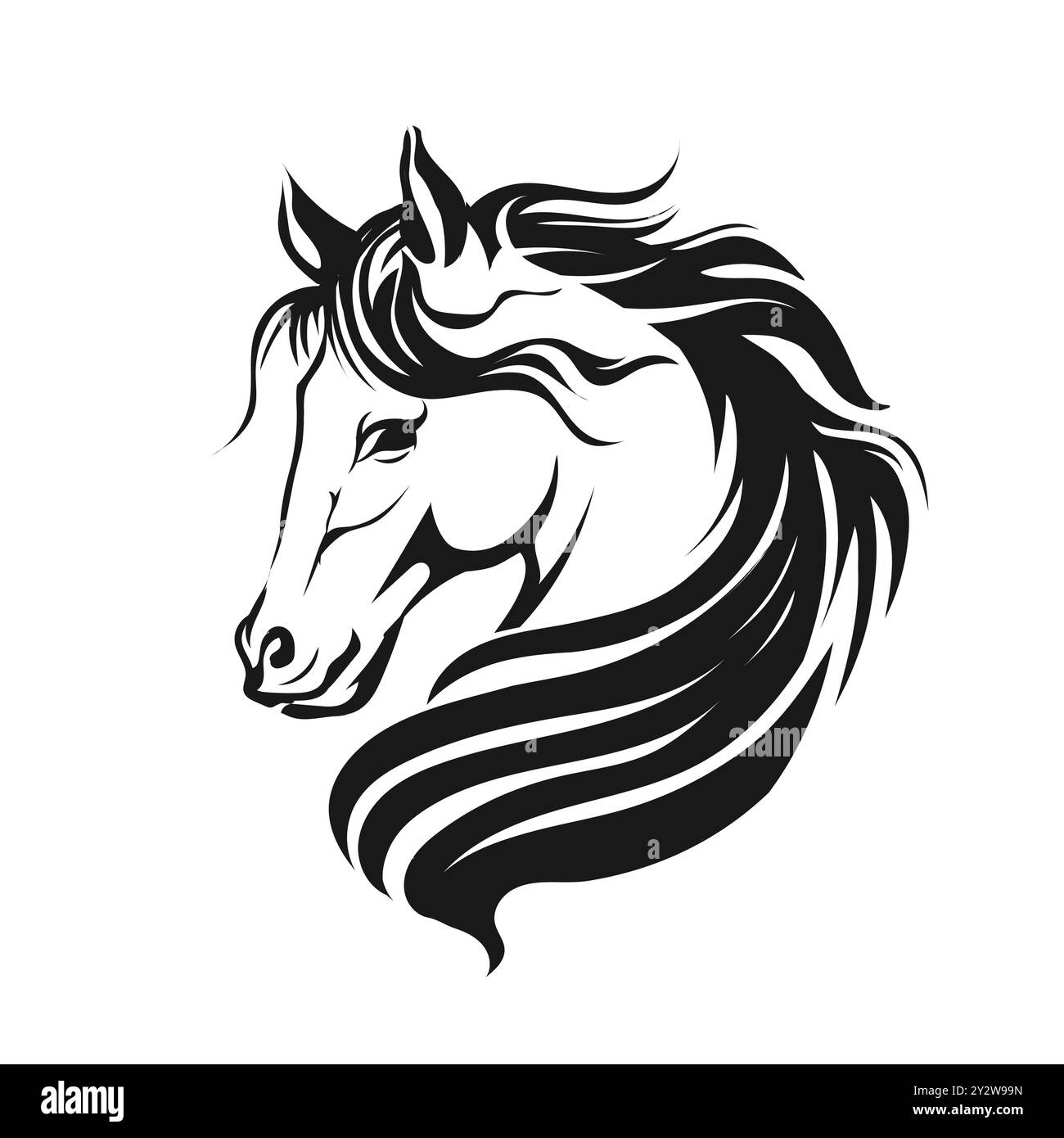 Beautiful Horse Head Silhouette vector illustration Stock Vector Image ...