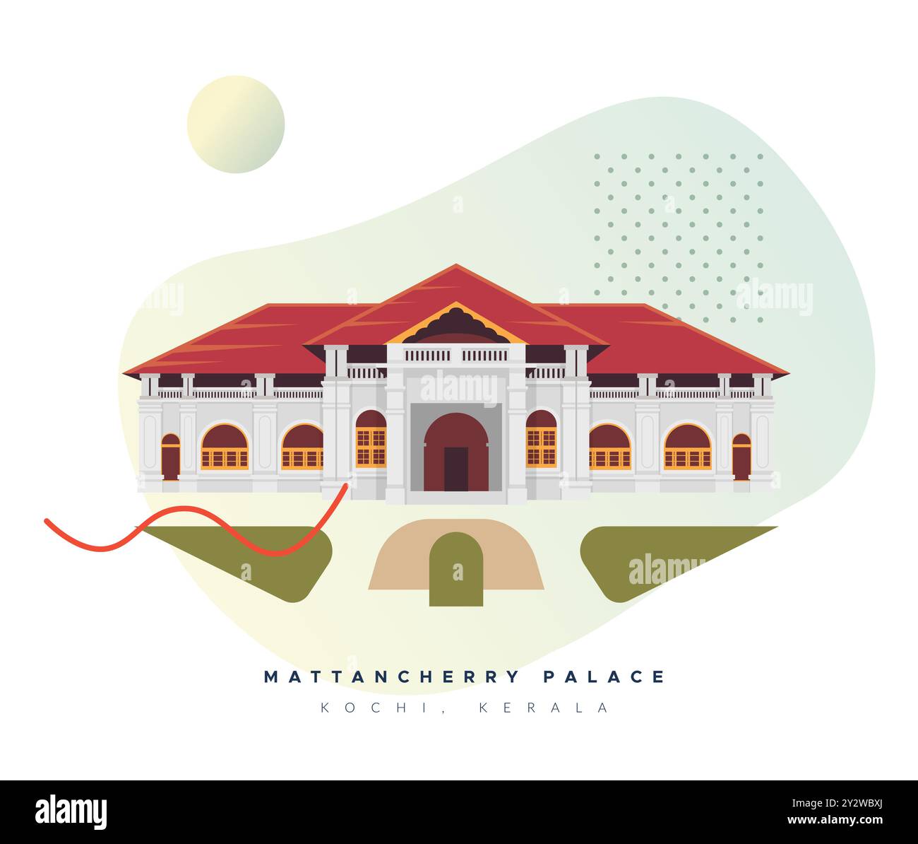 Mattancherry Palace also known as  Dutch Palace - Kochi - Stock Illustration as EPS 10 File Stock Vector