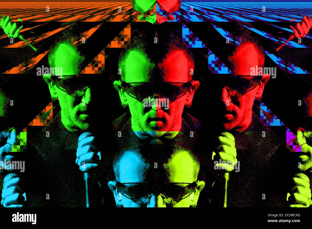 Bono ,U2 singer, Irish singer, portrait, artistic graphic processing