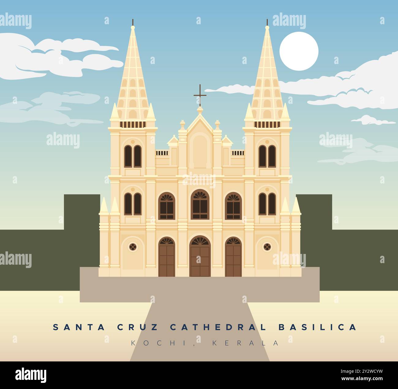 Santa Cruz Cathedral Basilica - Kochi Kerala - Stock Illustration as ...