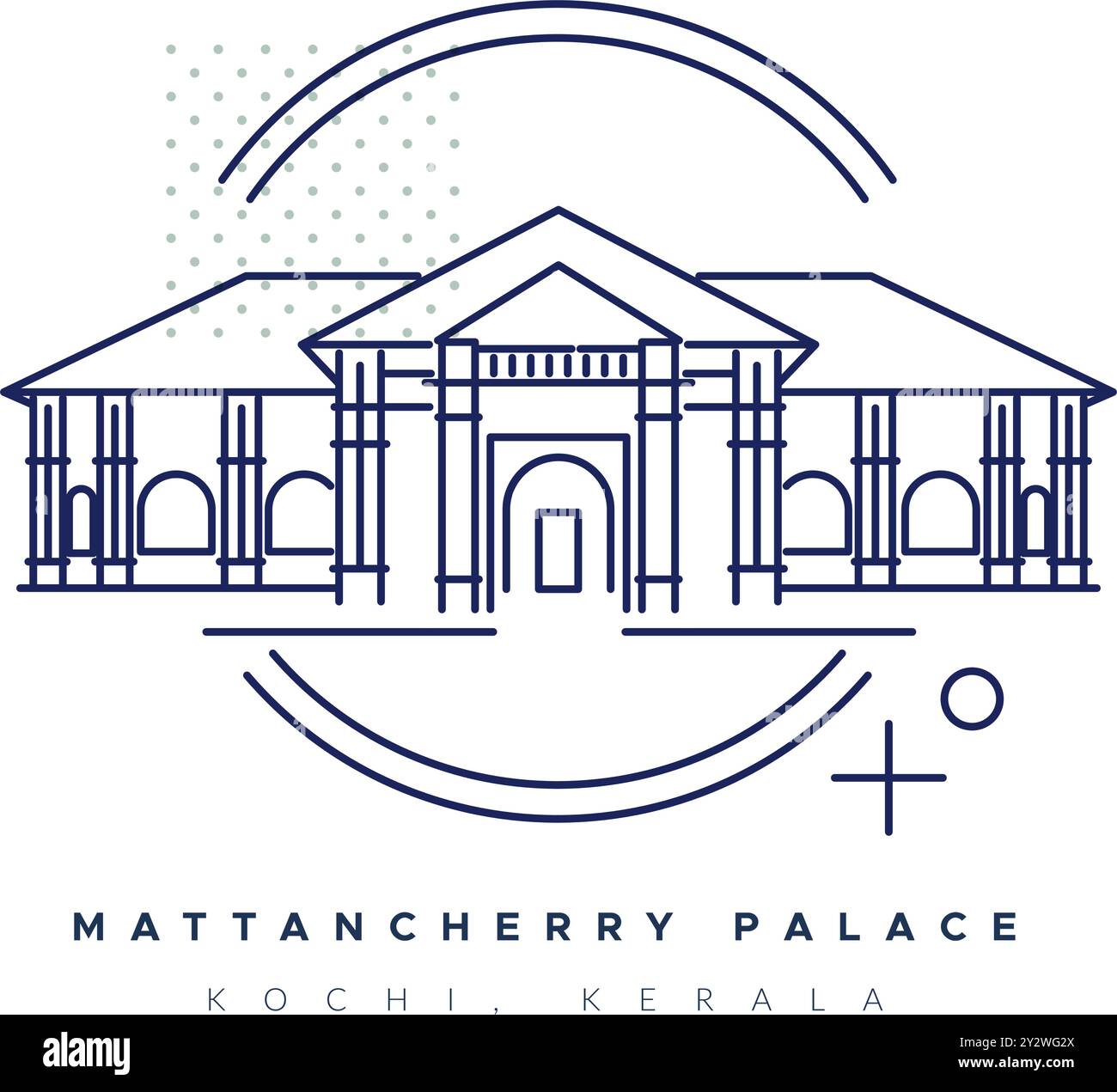Mattancherry Palace also known as  Dutch Palace - Kochi - Stock Illustration as EPS 10 File Stock Vector