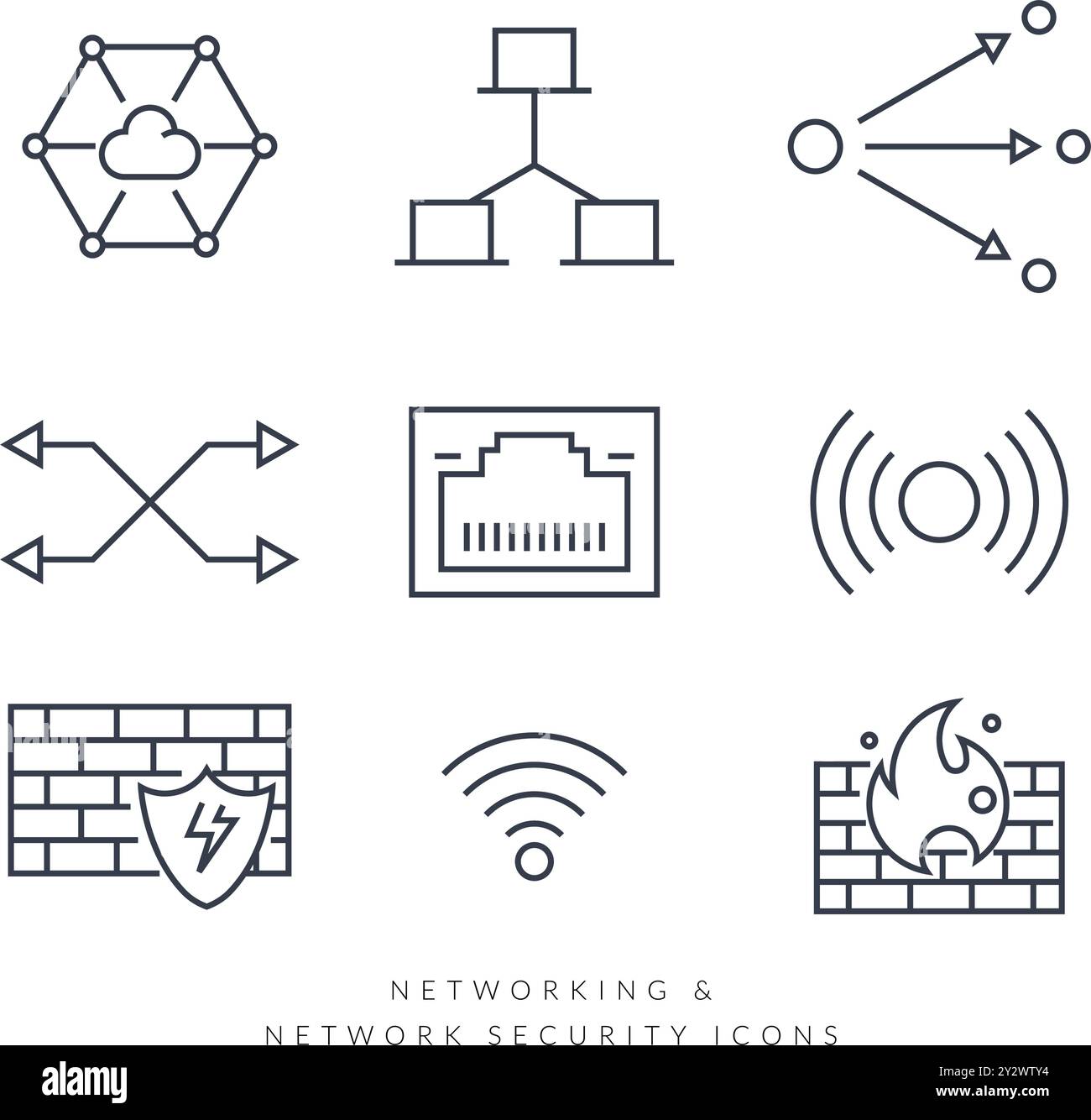 Networking and network security icon set stock illustration as eps 10