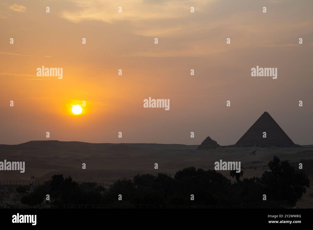 Giza Pyramid Complex at amazing sunset - Cairo, Egypt Stock Photo - Alamy