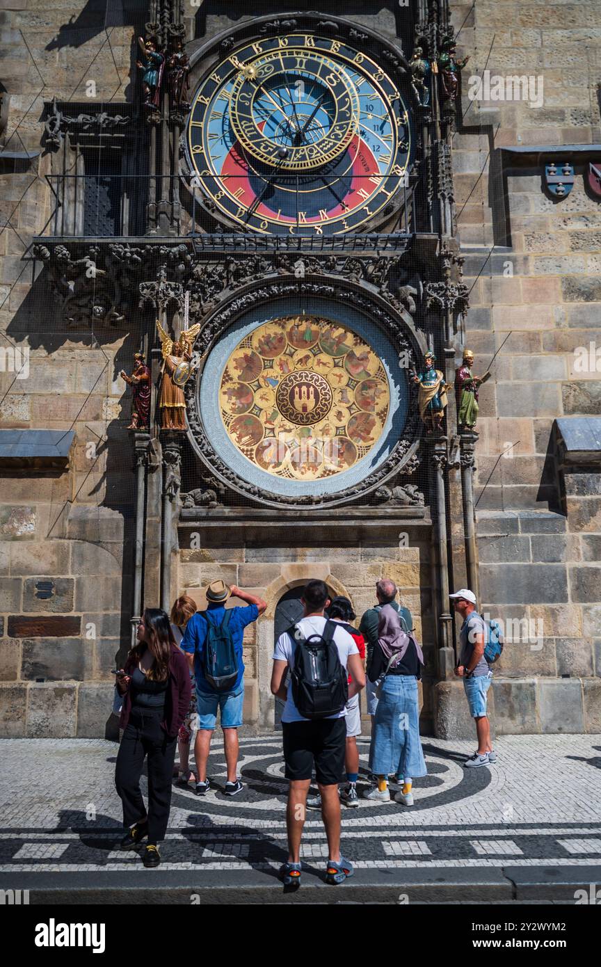 Astronomical Clock in Old Town Hall tower of Prague Stock Photo