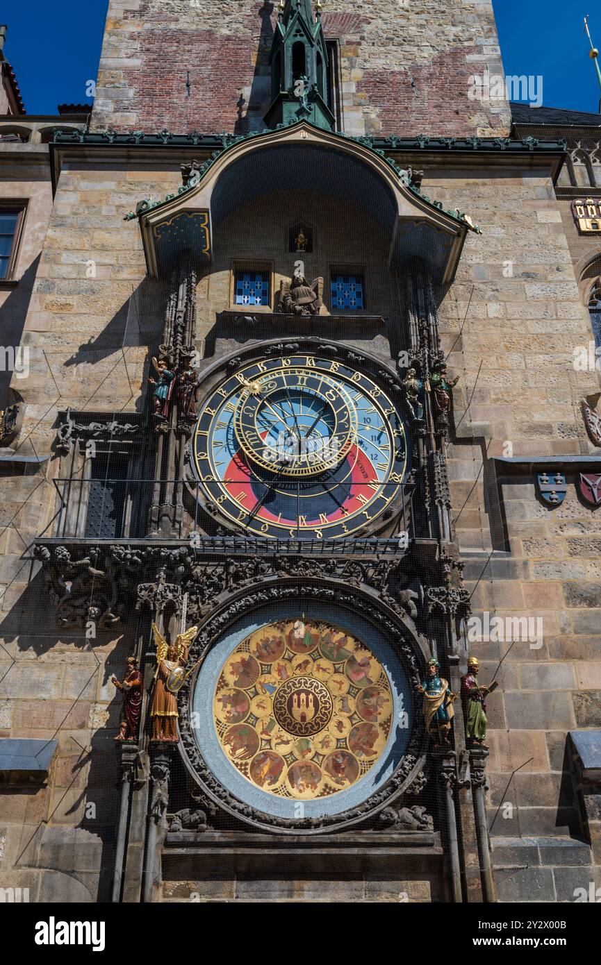 Astronomical Clock in Old Town Hall tower of Prague Stock Photo