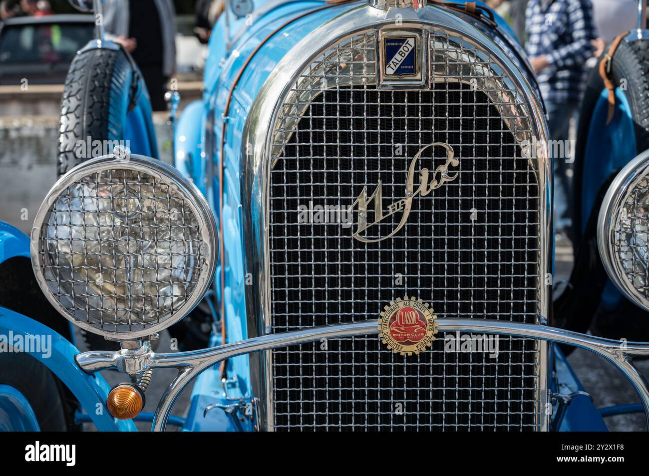 Closeup detail of the emblem and radiator of the historic Talbot 11hp ...