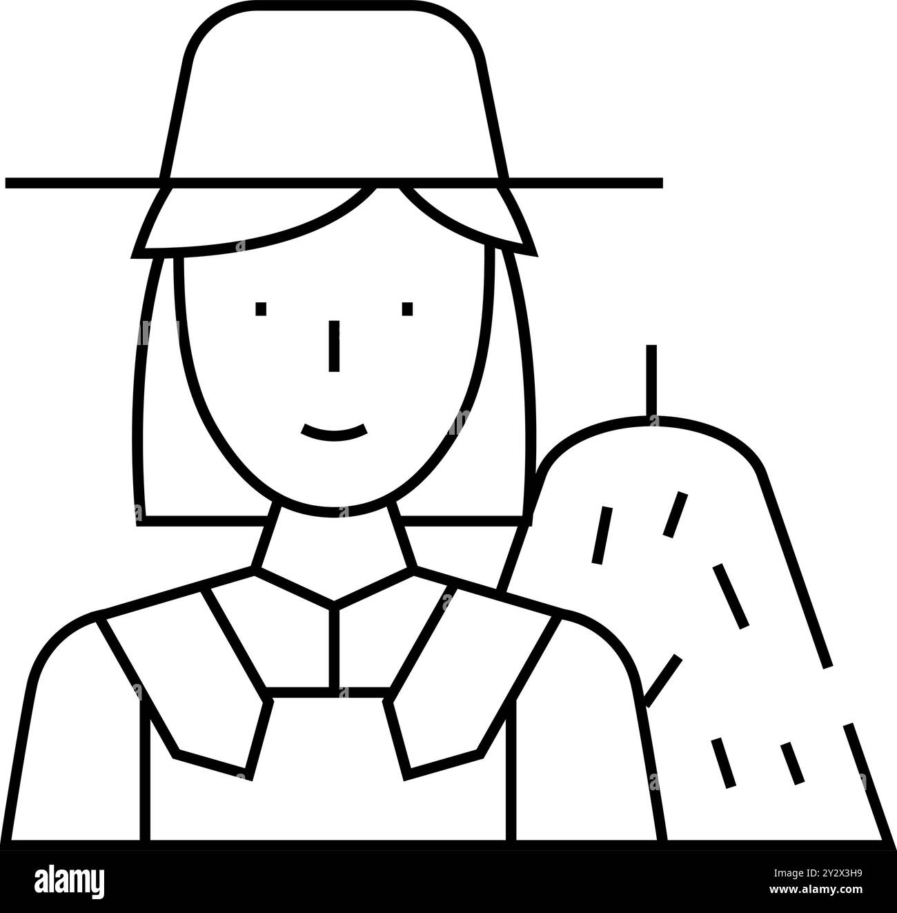 farmer woman job line icon vector illustration Stock Vector Image & Art ...