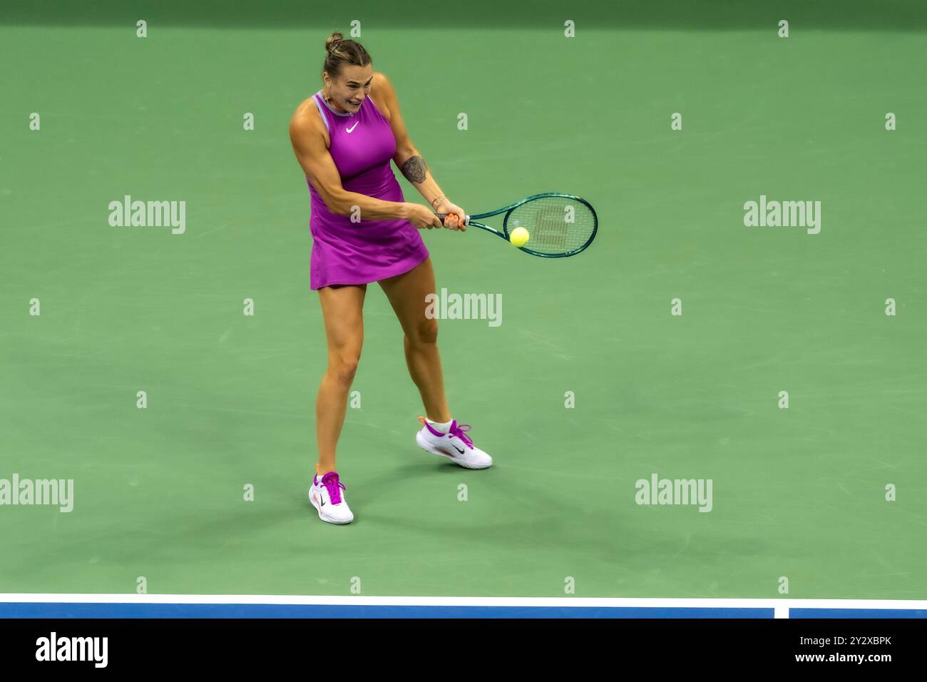 Aryna Sabalenka (BLR) winner of the Women's Singles Championships at the 2024 US Open Tennis. Stock Photo