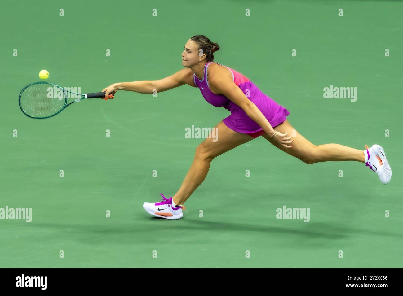 Aryna Sabalenka (BLR) winner of the Women's Singles Championships at the 2024 US Open Tennis. Stock Photo