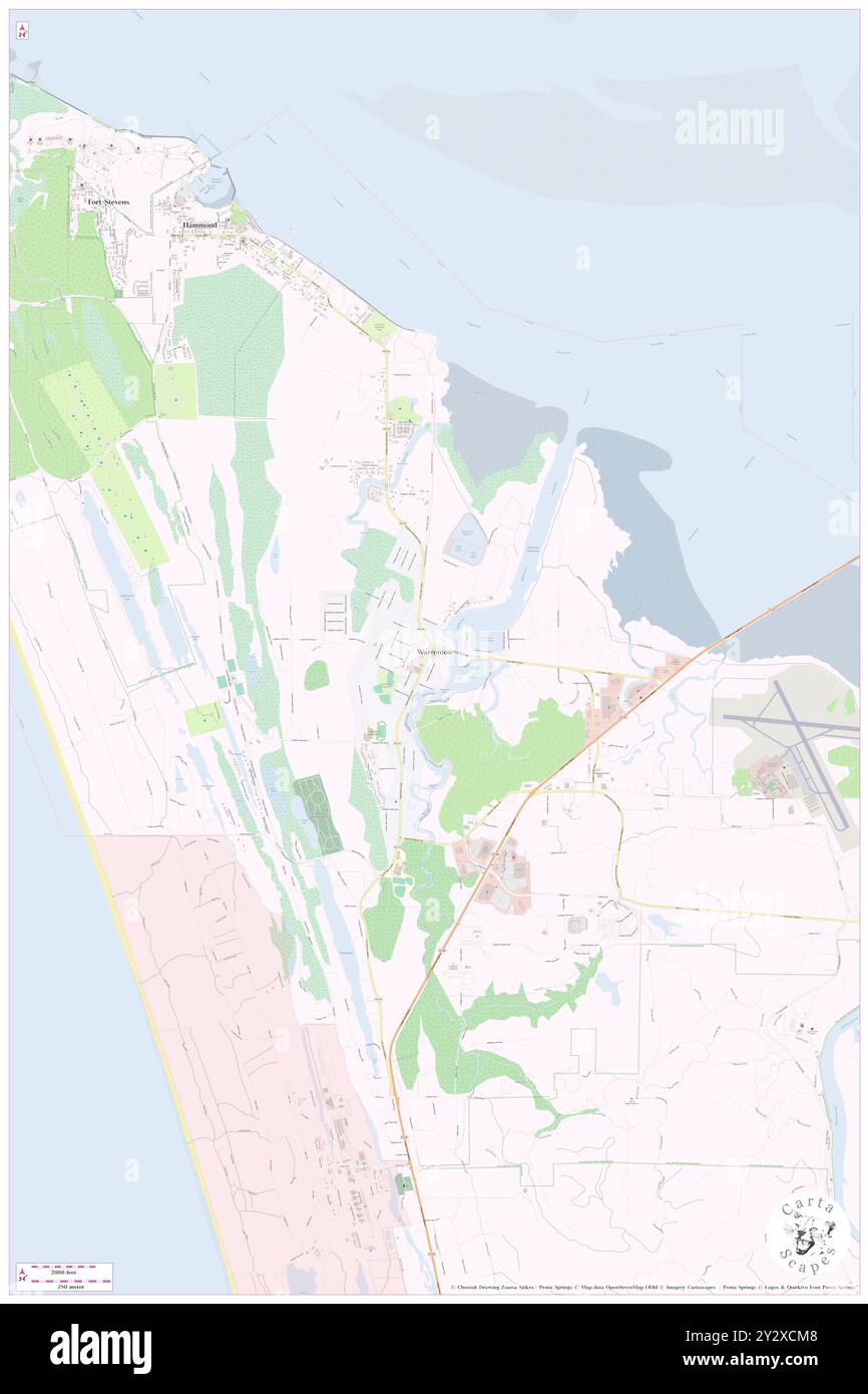 Warrenton, Clatsop County, US, United States, Oregon, N 46 9' 54'', S 123 55' 25'', map, Cartascapes Map published in 2024. Explore Cartascapes, a map revealing Earth's diverse landscapes, cultures, and ecosystems. Journey through time and space, discovering the interconnectedness of our planet's past, present, and future. Stock Photo