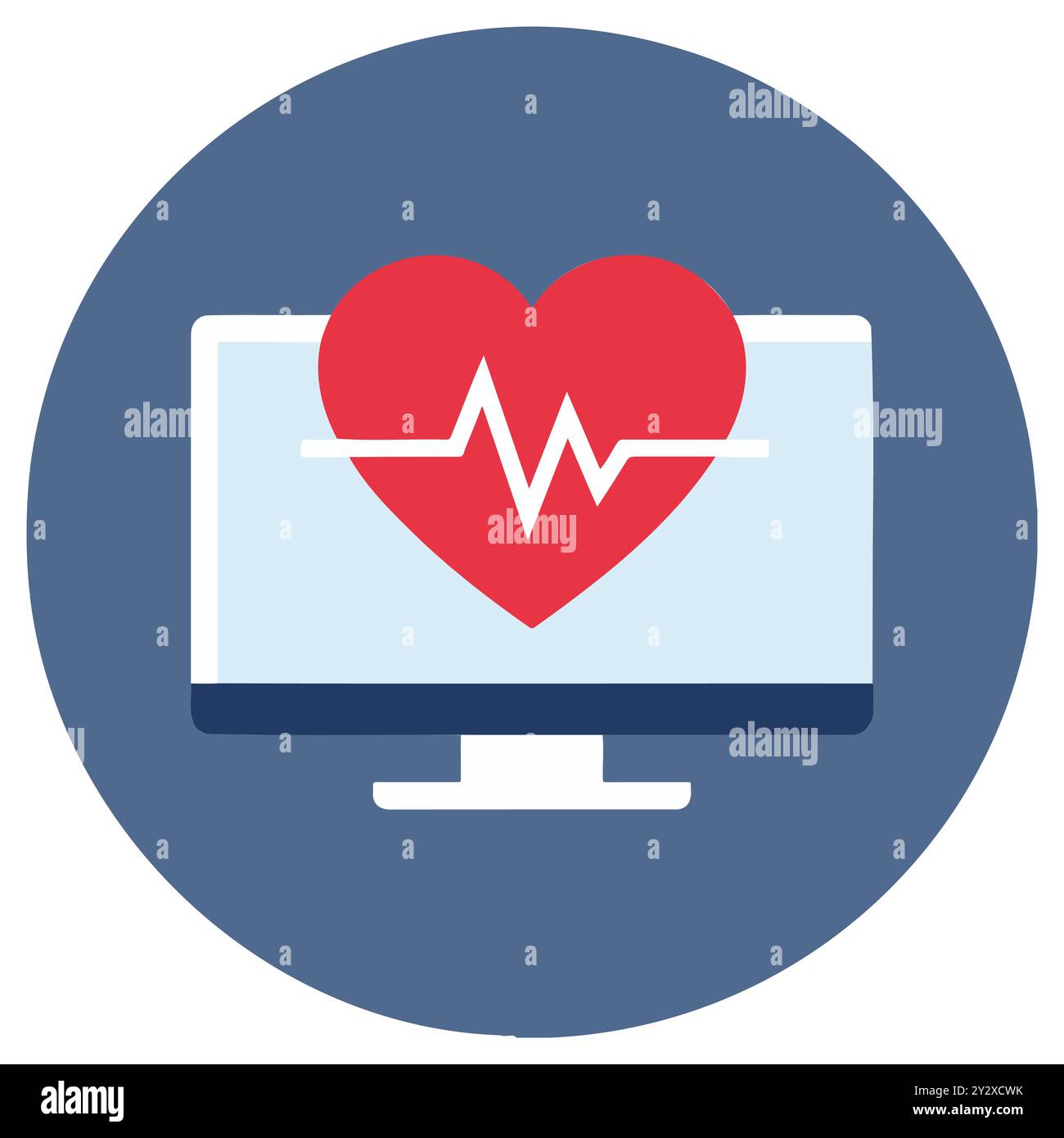 Heart Health Monitoring on Computer Screen Icon Stock Vector