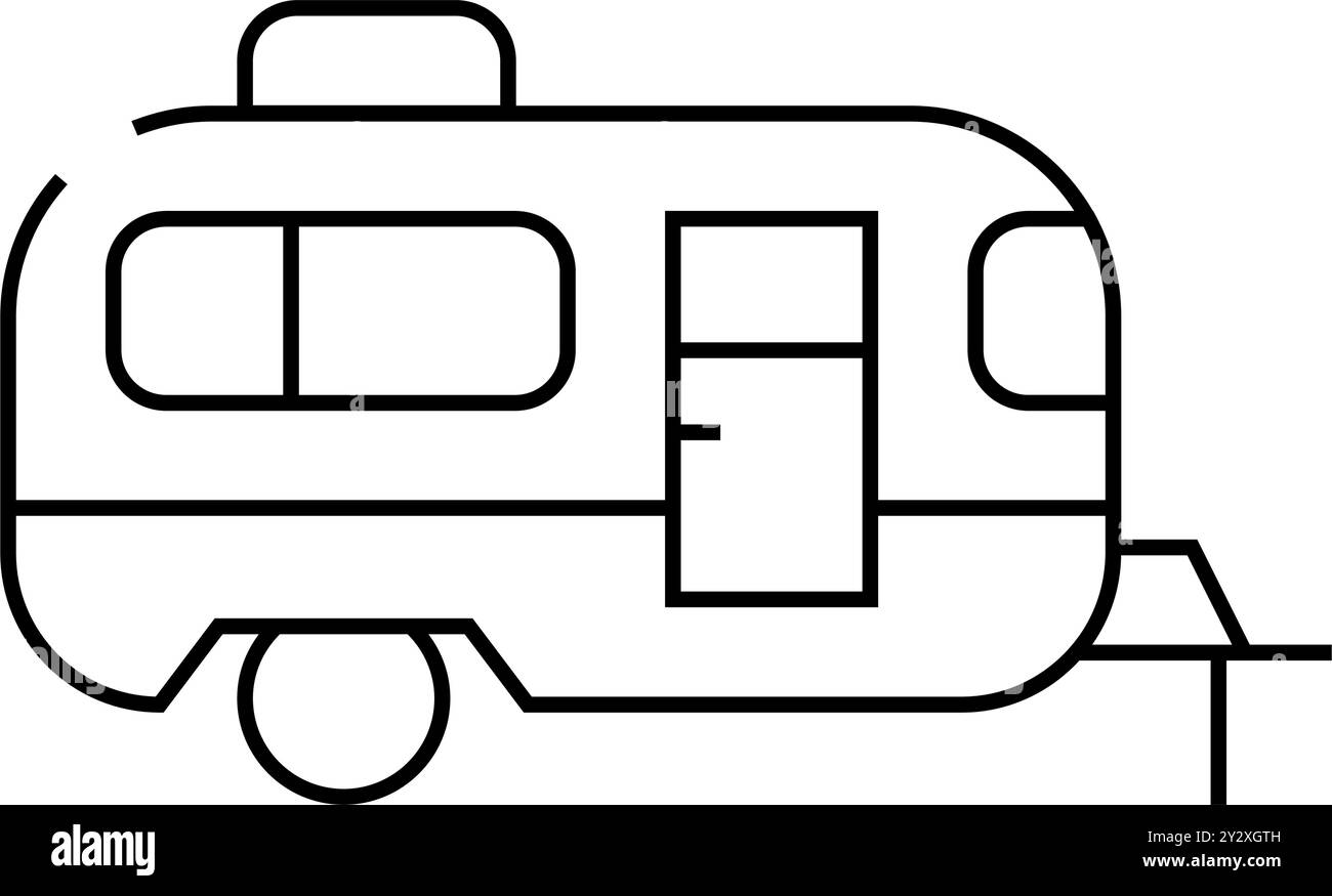 trailer mobile house line icon vector illustration Stock Vector Image ...