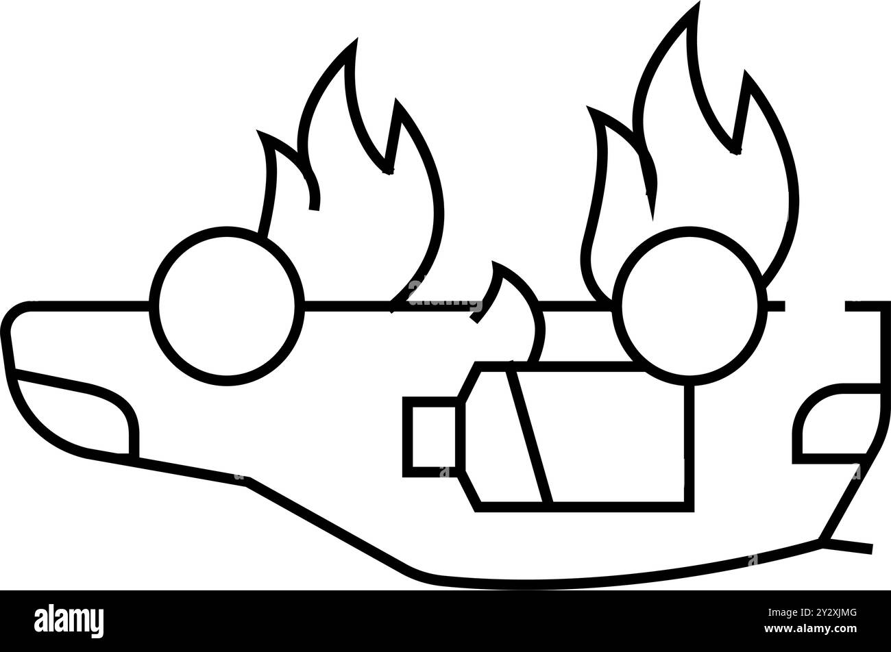 fire electric car line icon vector illustration Stock Vector Image ...