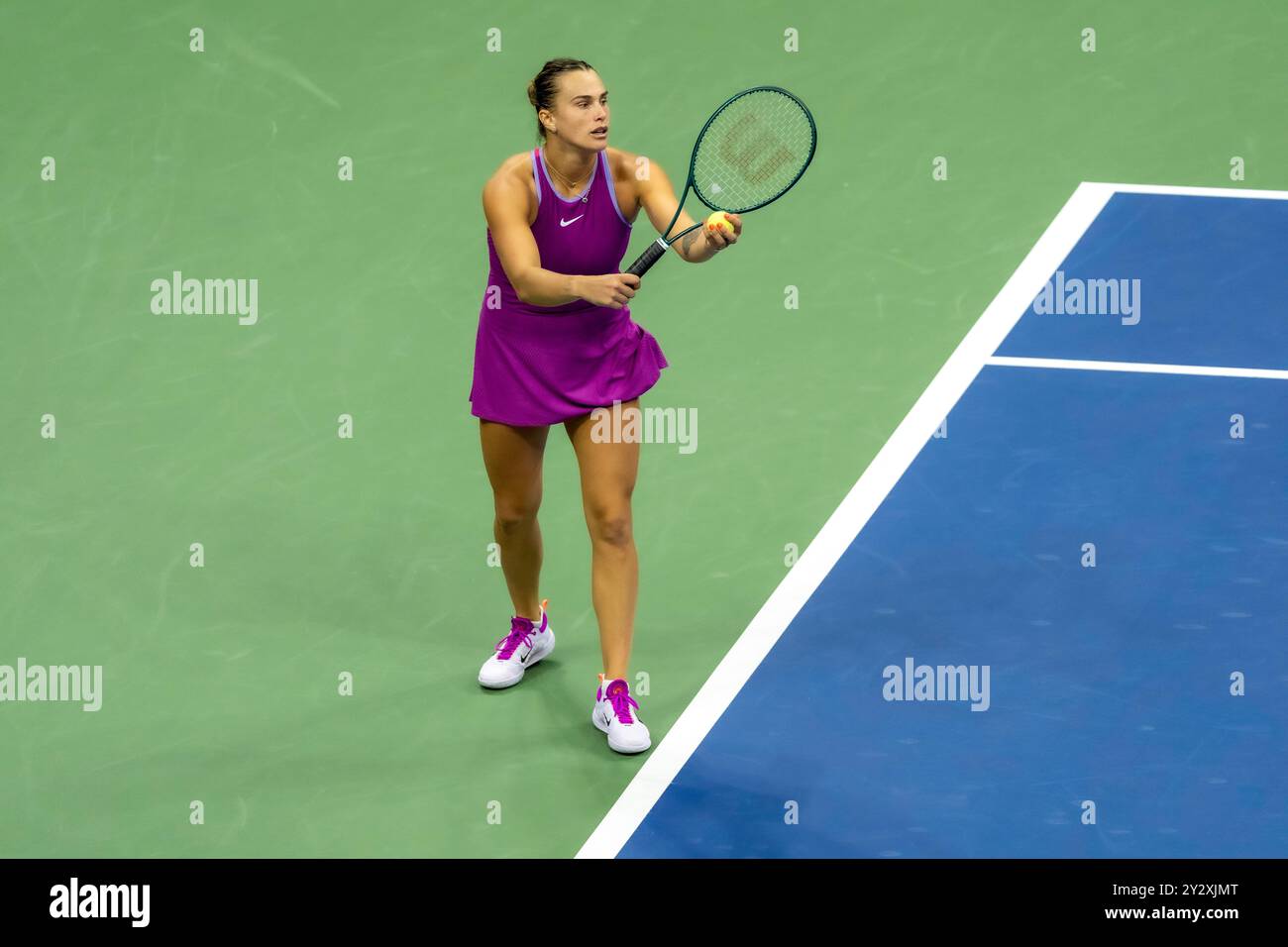 Aryna Sabalenka (BLR) winner of the Women's Singles Championships at the 2024 US Open Tennis. Stock Photo