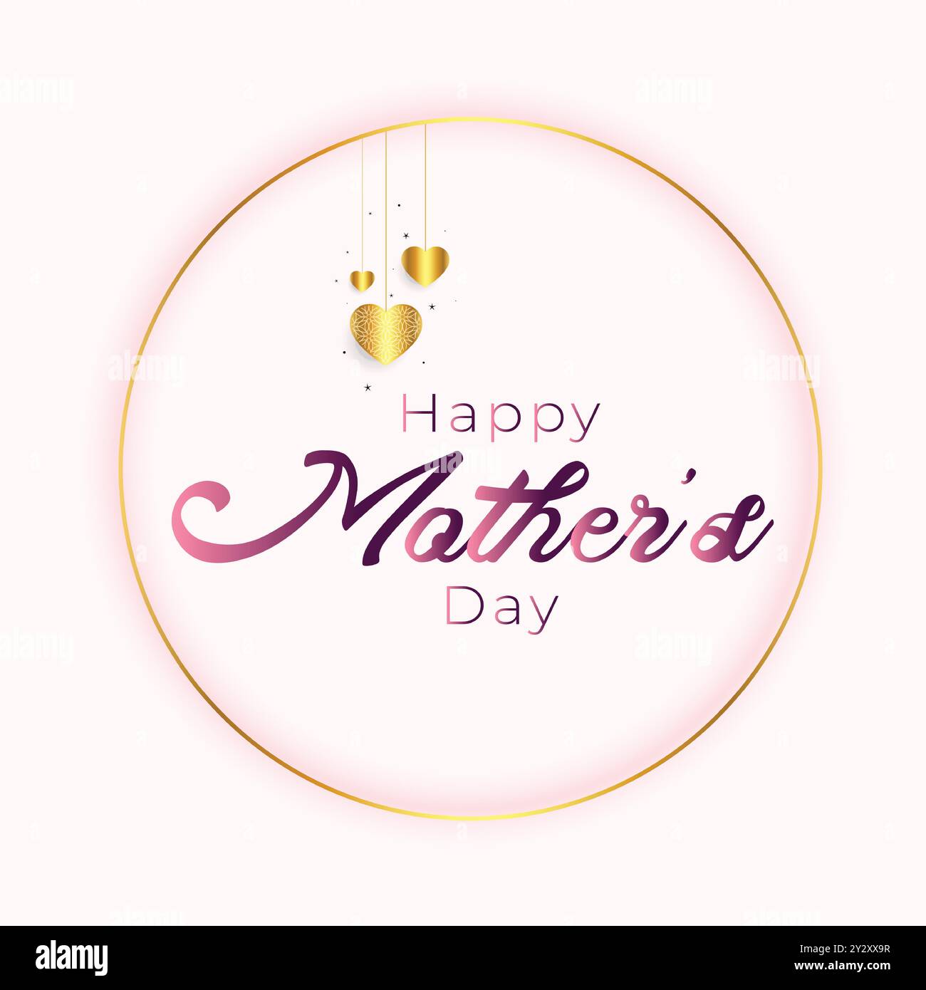 Happy Mother's Day Vector Greeting Cards Set with Beautiful Golden ...