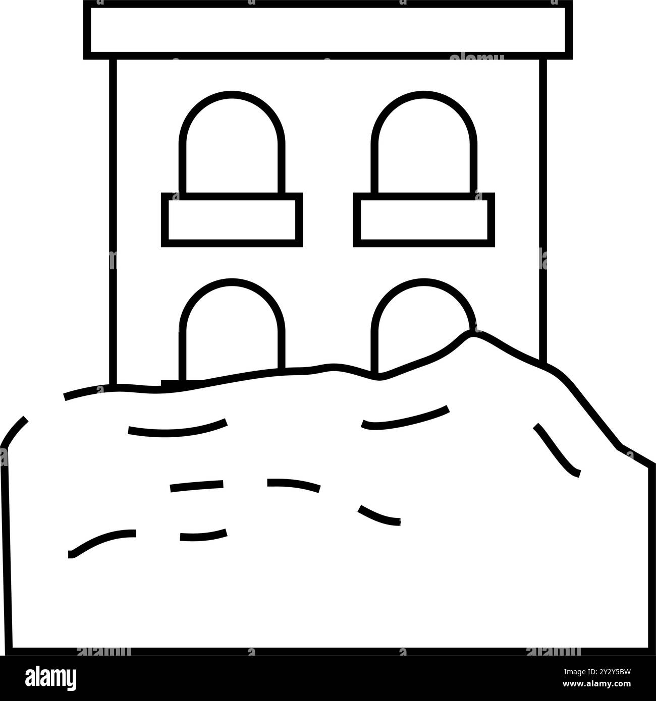 heavy rainfall disaster line icon vector
