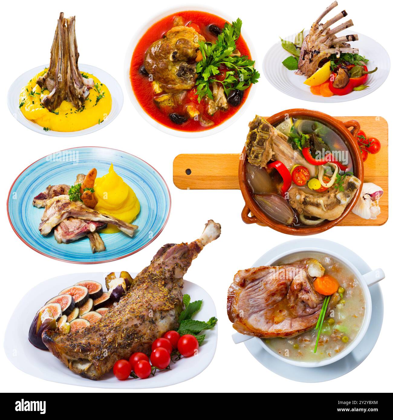Set of lamb dishes isolated Stock Photo - Alamy