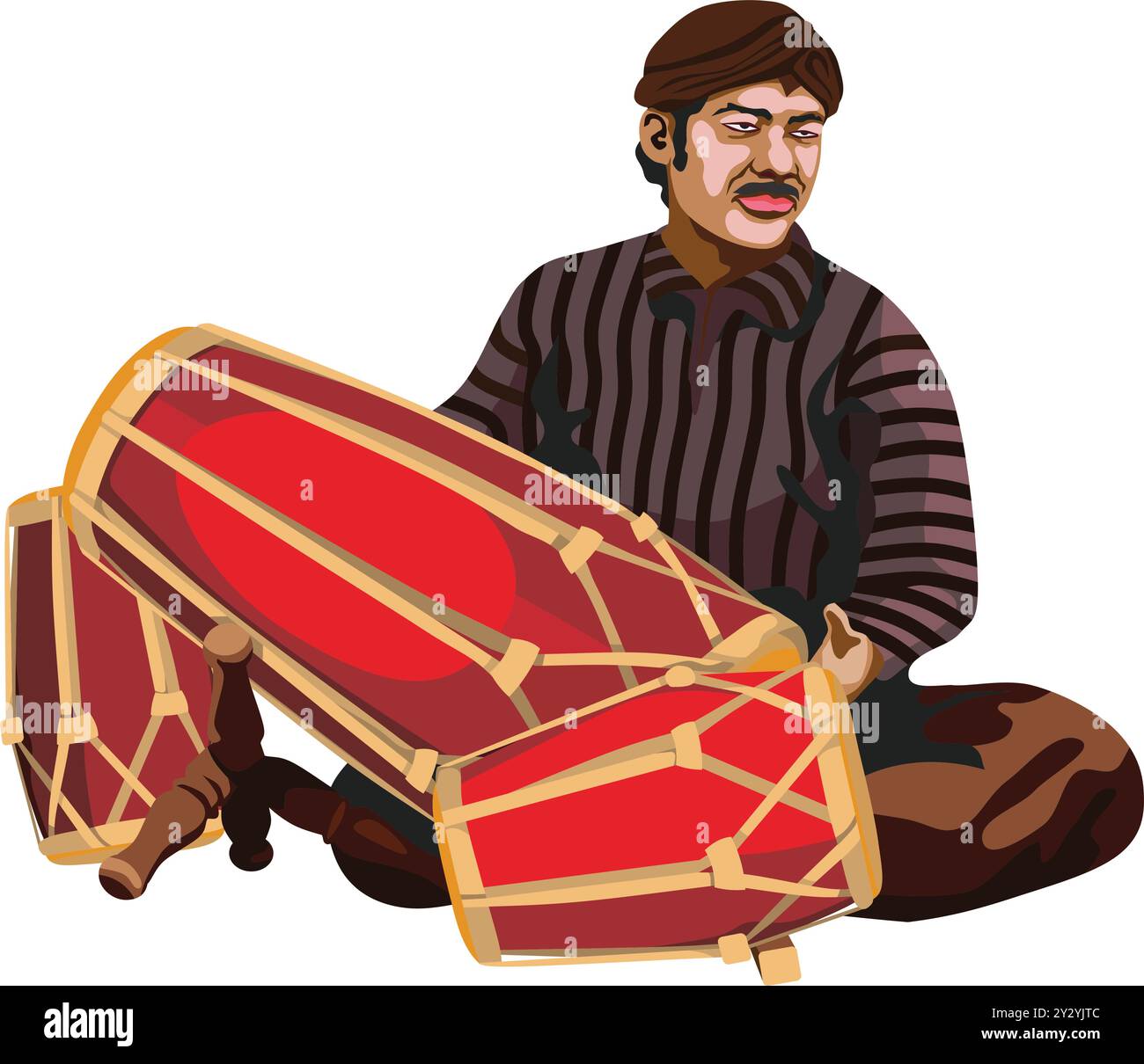 Man Playing Javanese Traditional Drum Music Stock Vector Image & Art ...