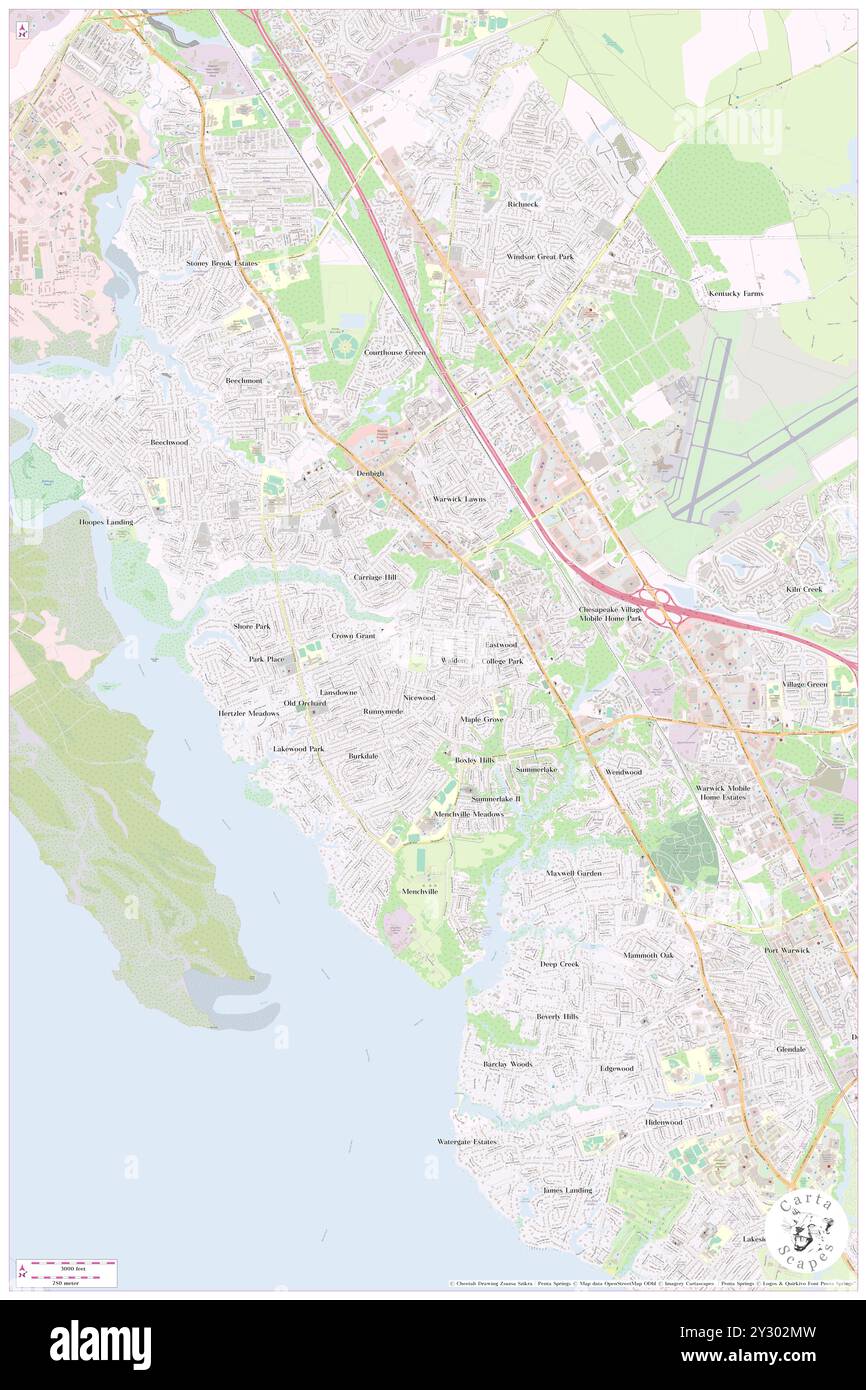 Walden, City of Newport News, US, United States, Virginia, N 37 6' 44'', S 76 31' 46'', map, Cartascapes Map published in 2024. Explore Cartascapes, a map revealing Earth's diverse landscapes, cultures, and ecosystems. Journey through time and space, discovering the interconnectedness of our planet's past, present, and future. Stock Photo