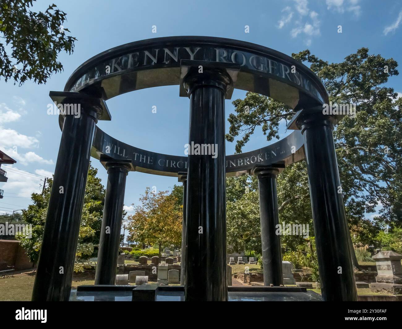 Atlanta, Ga, USA. 10th Sep, 2024. Kenny Rogers' burial site in Atlanta's Oakland Cemetery honors the legendary singer, renowned for his crossover hits and Country Music Hall of Fame induction, with over 100 million records sold globally. (Credit Image: © Walter G. Arce Sr./ASP via ZUMA Press Wire) EDITORIAL USAGE ONLY! Not for Commercial USAGE! Stock Photo