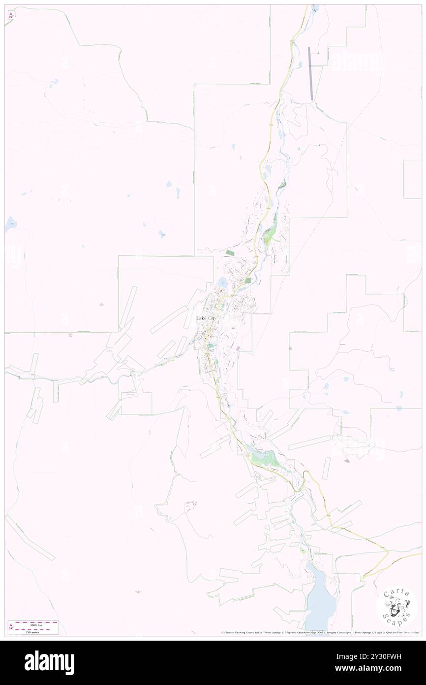 Lake City, Hinsdale County, US, United States, Colorado, N 38 1' 48'', S 107 18' 55'', map, Cartascapes Map published in 2024. Explore Cartascapes, a map revealing Earth's diverse landscapes, cultures, and ecosystems. Journey through time and space, discovering the interconnectedness of our planet's past, present, and future. Stock Photo