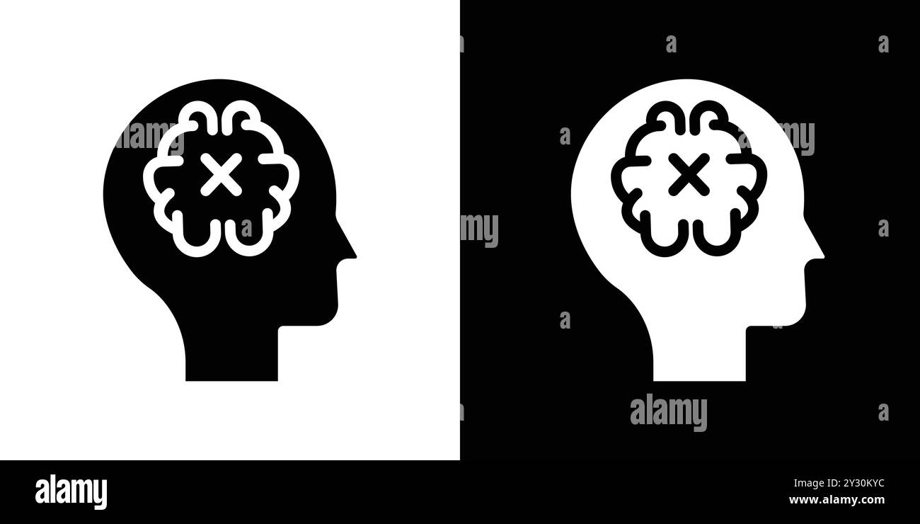 Mental disorder icon vector logo set collection or bundle pack group Stock Vector