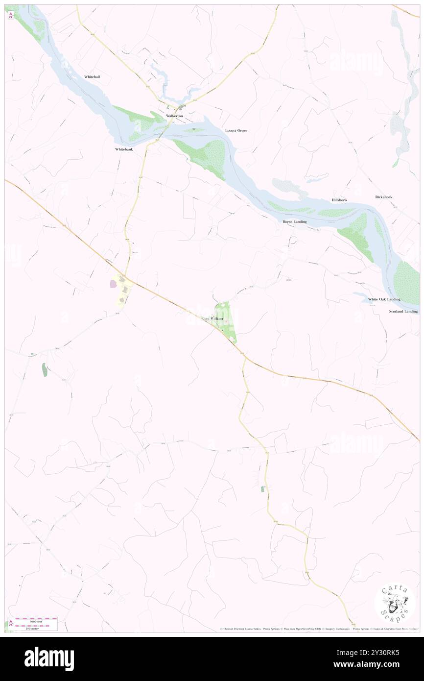 King William, King William County, US, United States, Virginia, N 37 41' 14'', S 77 0' 48'', map, Cartascapes Map published in 2024. Explore Cartascapes, a map revealing Earth's diverse landscapes, cultures, and ecosystems. Journey through time and space, discovering the interconnectedness of our planet's past, present, and future. Stock Photo